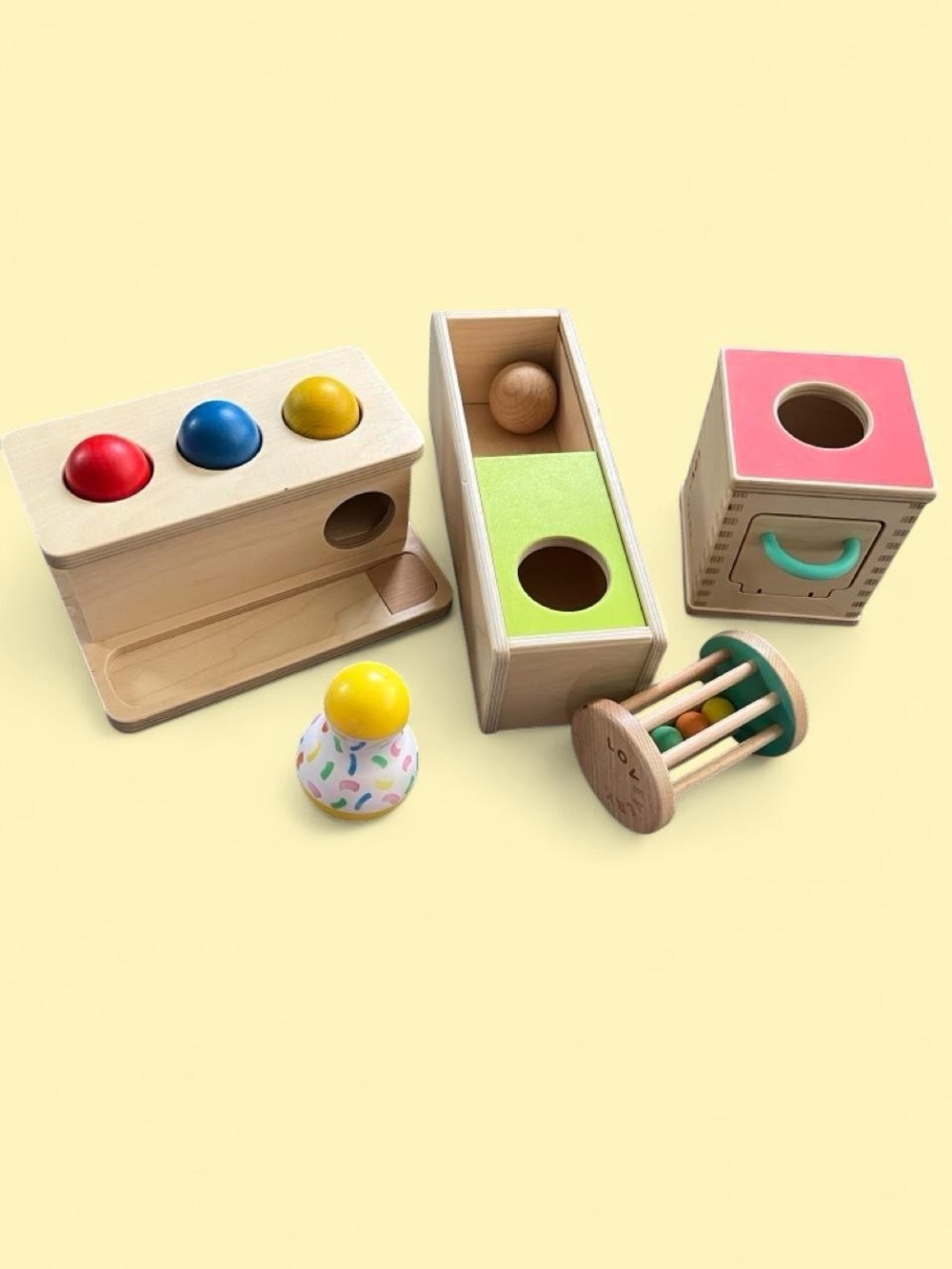 Lovevery Play Kit Wooden Toys Set Montessori ball set and wobbler